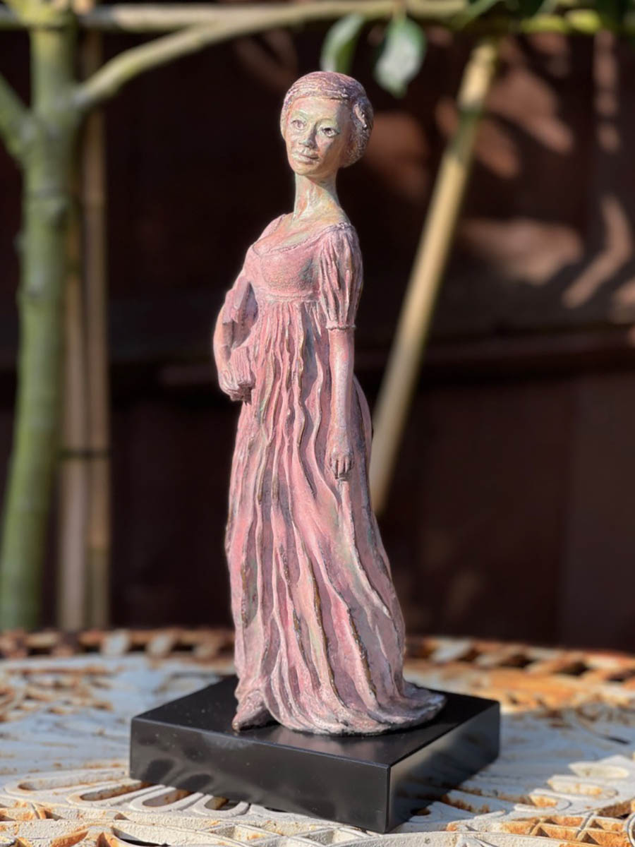 Jane Austen Coloured Pink Bronze Sculpture