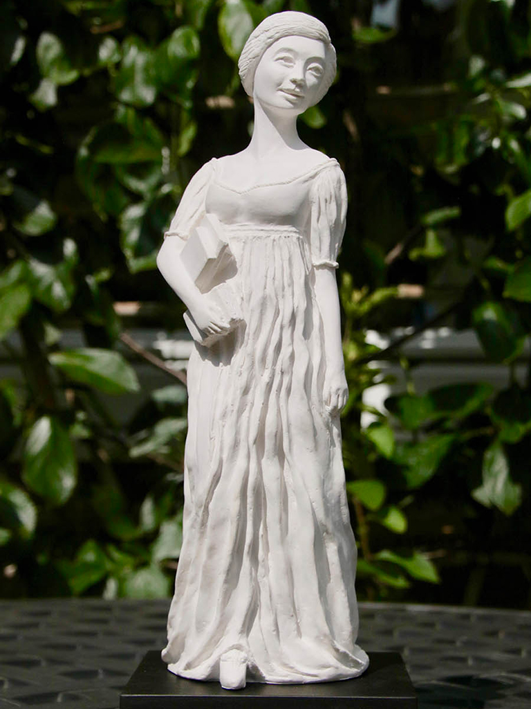 Jane Austen Poured Marble Sculpture