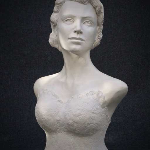 Queen Elizabeth II Poured Marble Sculpture Front