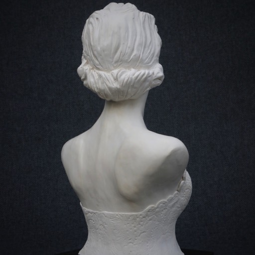 Queen Elizabeth II Poured Marble Sculpture Back Left Side