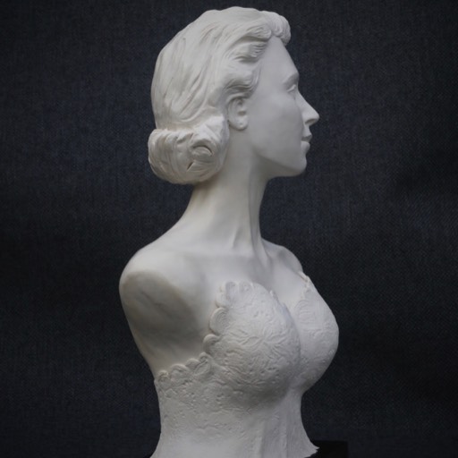 Queen Elizabeth II Poured Marble Sculpture Front Left Side