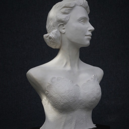 Queen Elizabeth II Poured Marble Sculpture Front Left