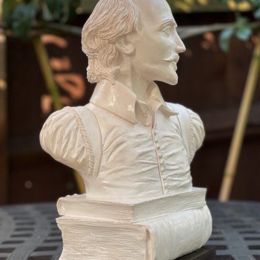 William Shakespeare Poured Marble Sculpture Front Left