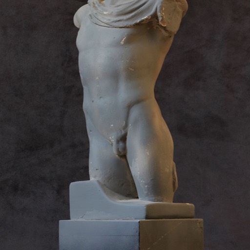 Torso of Hermes Grey Poured Marble Sculpture Front-side
