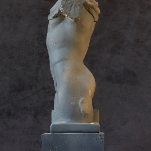 Torso of Hermes Grey Poured  Marble Sculpture Left-back