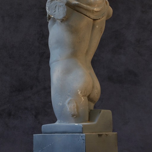 Torso of Hermes Grey Poured  Marble Sculpture Back