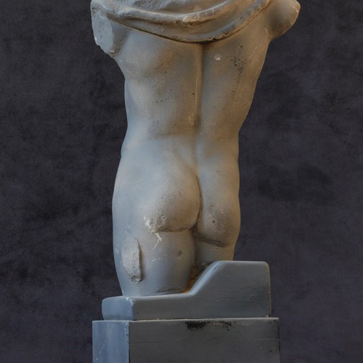 Torso of Hermes Grey Poured  Marble Sculpture Back-right