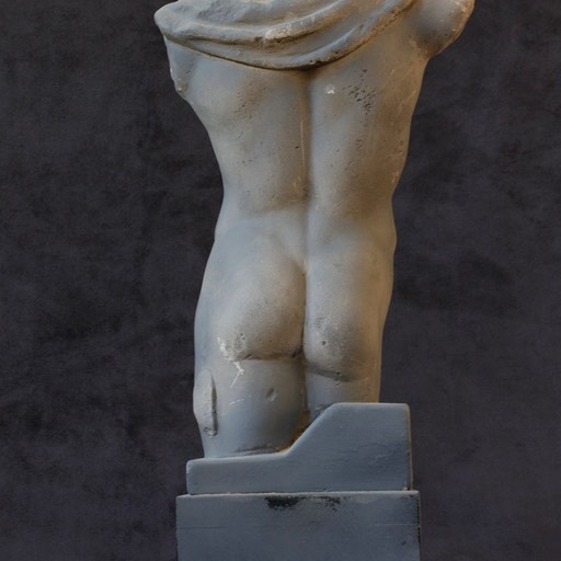 Torso of Hermes Grey Poured  Marble Sculpture Right-side