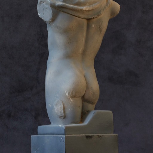Torso of Hermes Grey Poured  Marble Sculpture Back
