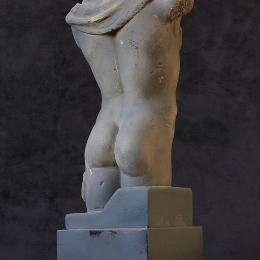Torso of Hermes Grey Poured  Marble Sculpture Right-side