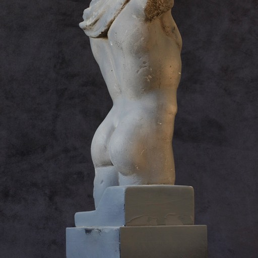 Torso of Hermes Grey Poured  Marble Sculpture Front-side