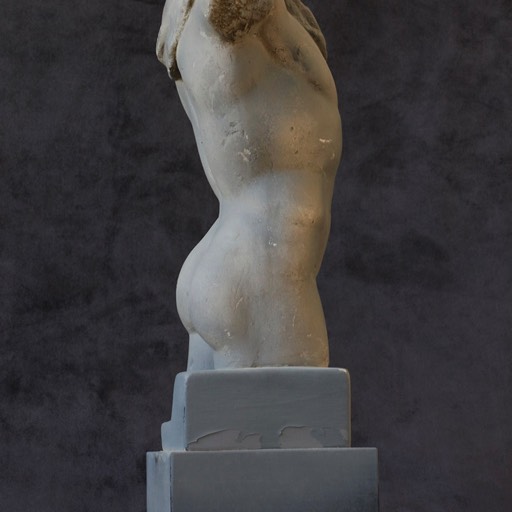 Torso of Hermes Grey Poured  Marble Sculpture Front