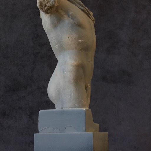 Torso of Hermes Grey Poured  Marble Sculpture Front